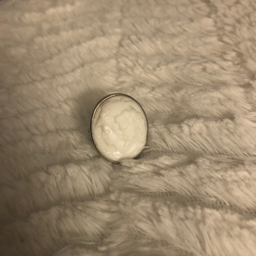 vintage white cameo ring